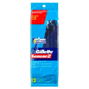 Gillette Sensor2 Fixed Head Men's Disposable Razors, 12 Count