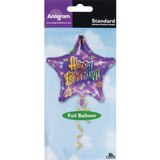 Anagram Standard Star Happy Birthday Foil Balloon, thumbnail image 1 of 1