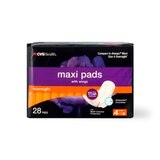 CVS Health Maxi Pads With Wings Overnight, 28CT, thumbnail image 1 of 3