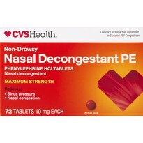 CVS Health Nasal Decongestant Non-Drowsy Phenylephrine Hydrochloride Tablets, 72 CT