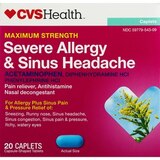 CVS Health Maximum Strength Severe Allergy & Sinus Headache Acetaminophen Tablets, 20 CT, thumbnail image 1 of 2