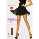 Style Essentials by Hanes Regular Top Pantyhose Reinforced Toe 2 Pairs, thumbnail image 1 of 4