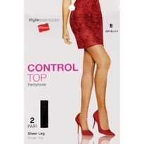 Style Essentials by Hanes Control Top Pantyhose Sheer Toe 2 Pairs