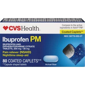 CVS Health Ibuprofen PM Pain Reliever Coated Caplets 200 mg