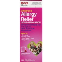 CVS Health Children's Allergy Relief Diphenhydramine HCI Liquid Medication, Cherry Flavor, 4 OZ