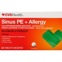 CVS Sinus PE+Allergy Chlorphen 4mg/Phenyl 10mg MaxStr Tablts