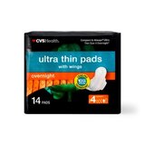 CVS Health Ultra Thin Pads with Wings, Overnight, thumbnail image 1 of 4