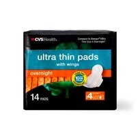 CVS Health Ultra Thin Overnight Pads With Wings, 14 CT