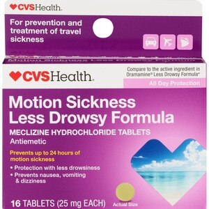 CVS Health Motion Sickness II Less Drowsy Formula 25 mg Tablets