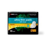 CVS Health Ultra Thin Pads Regular With Wings, 18 CT, thumbnail image 1 of 4