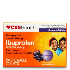 CVS Health Junior Strength Ibuprofen Tablets Grape 100 mg, 24 CT