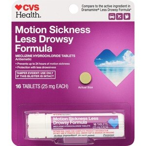 CVS Health Motion Sickness II Less Drowsy Formula Tablets, 16 CT