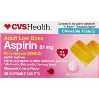 CVS Health Chewable Aspirin Tablets, Cherry Flavor, 36 CT