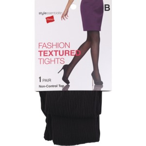 Style Essentials by Hanes Fashion Textured Tights, Black