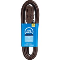 Total Home Extension Cord Indoor 15 Foot/3 Outlets Brown