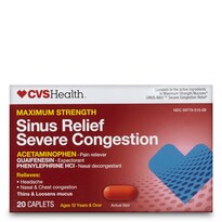 CVS Health Maximum Strength Sinus Relief Severe Congestion Acetaminophen Caplets, 20 CT