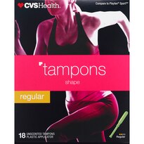 CVS Health Regular Absorbency Plastic Tampons, 18CT