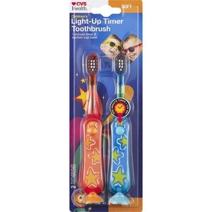 CVS Health Light-Up Timer Flashing Suction Kids Toothbrush, 2CT