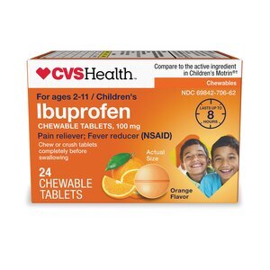 CVS Health Junior Strength Ibuprofen Orange Flavor Chewable Tablets 100 Mg, 24CT