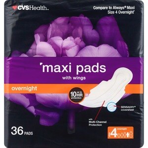 CVS Health Maxi Pads with Flexible Wings Overnight, 36CT