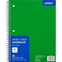 Caliber 1 Subject Notebook Wide Ruled, 10.5" x 8"