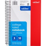 Caliber Notebook 5-Subject w/2 Pockets CollegeRuled 9.5x6.5", thumbnail image 1 of 1