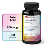 CVS Health Folic Acid Tablets 800mcg, 100CT, thumbnail image 1 of 4