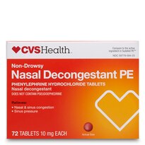 CVS Health Non-Drowsy Nasal Decongestant PE Phenylephrine Hydrochloride Tablets, 72 CT