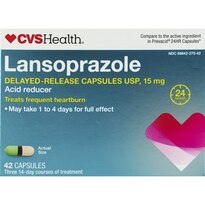 Lansoprazole Delayed Release Capsules, 15 mg, treats frequent heartburn