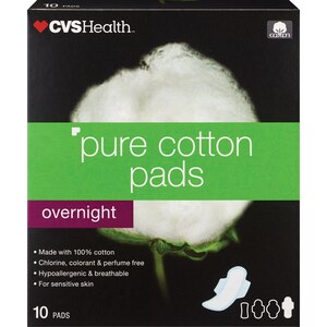 CVS Health Pure Cotton Heavy Flow Pads, Overnight