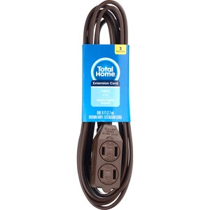 Total Home Extension Cord Indoor 9 Foot/3 Outlets Brown