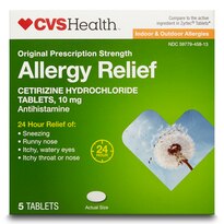 CVS Health Indoor/Outdoor Allergy Relief Cetirizine Hydrochloride Tablets 10 mg, 5 CT