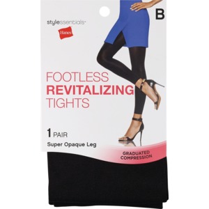 Style Essentials by Hanes Footless Revitalizing Tights, Black