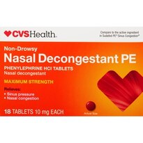 CVS Health Non-Drowsy Maximum Strength Nasal Decongestant PE, 10mg Phenylephrine HCl