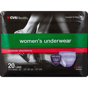 CVS Health Women's Underwear Moderate Absorbency Large, Lavender , 20CT