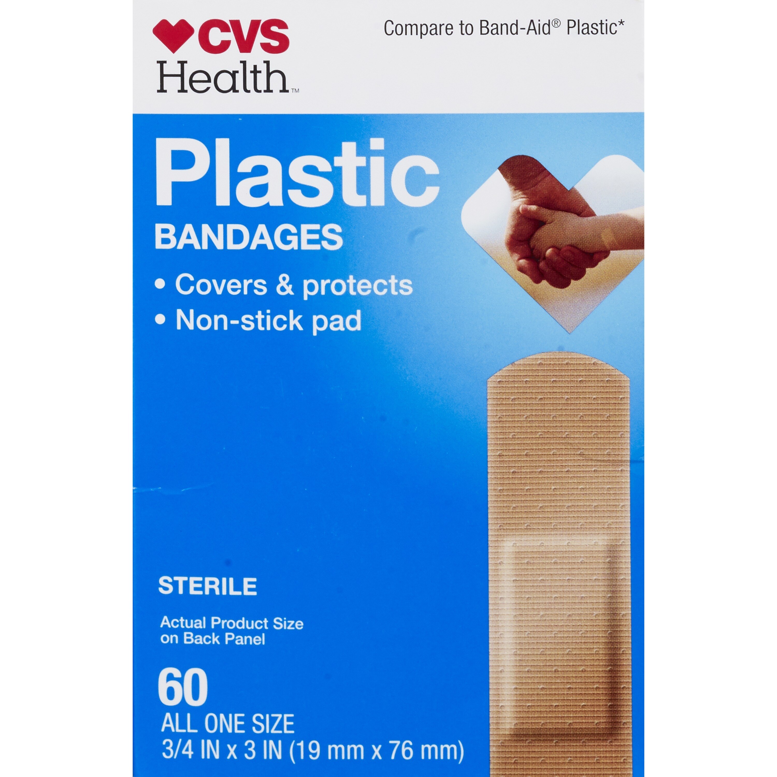 CVS Adhesive Bandages Plastic Strips 3/4" All One Size