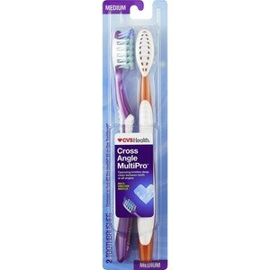 CVS Health Cross Angle MultiPro Toothbrushes, Medium, 2 CT 