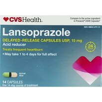 Lansoprazole Delayed Release Capsules, 15 mg, treats frequent heartburn