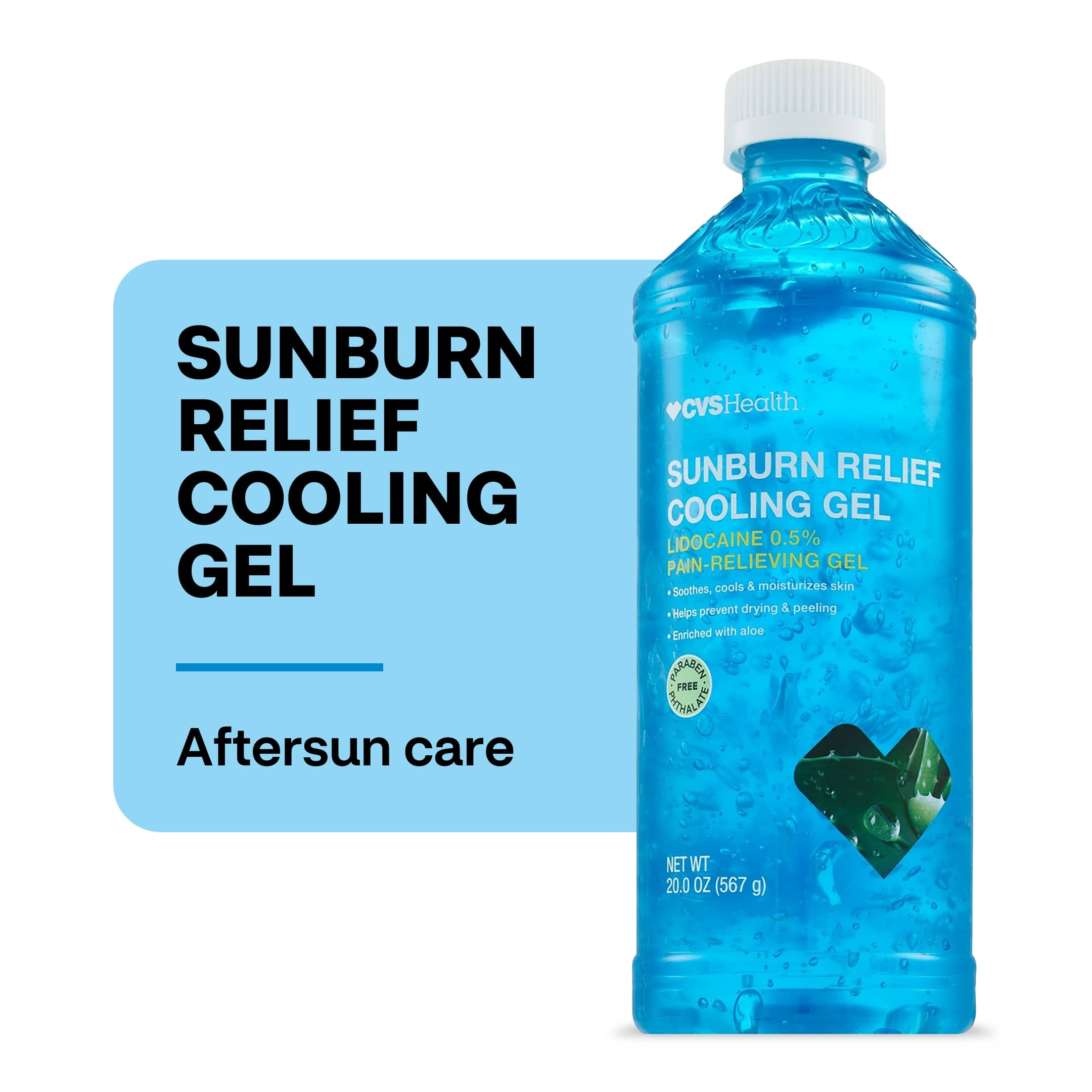 CVS Health Aftersun Cooling Gel With Lidocaine Aloe Vera Value Size, 2 OZ