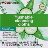 CVS Health Flushable Cleansing Cloths green tea & cucumber Scent, thumbnail image 1 of 1