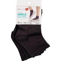 Style Essentials by Hanes Ladies' Ankle Socks 3 Pairs, Size 5-9