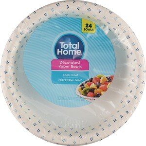 Total Home Decorated Paper Bowls 20 OZ, 24CT