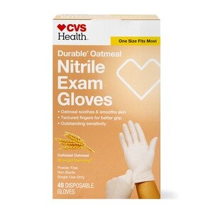 CVS Gloves Nitrile Durable Oatmeal Disposable PwdrFree 1Size