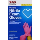 CVS Gloves Nitrile Durable Disposable Powder-Free 1Size Pink, thumbnail image 1 of 1