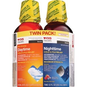 CVS Health Severe Daytime and Severe Night Time Multi Symptom Cold and Flu Relief Twin Pack