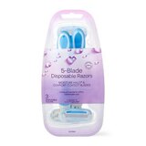 Beauty 360 5 Blade Moisture Halo and Comfort Coated Blades Disposable Razors, 3CT, thumbnail image 1 of 3