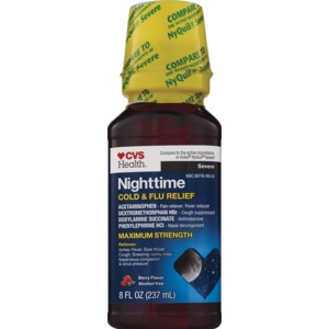 CVS NIGHTTIME Severe Cold&Flu AC650+DM20+DS12.5+PE10/30mlLiq