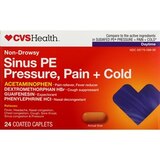 CVS Health Daytime Sinus PE Pressure, Pain + Cold Coated Acetaminophen Caplets, 24 CT, thumbnail image 1 of 2