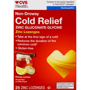 Homeopathic CVS Health Non-Drowsy Cold Relief Zinc Lozenges