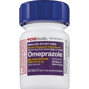 CVS Health Omeprazole Acid Reducer Delayed Release Wildberry Mint Tablets 20mg, 42CT